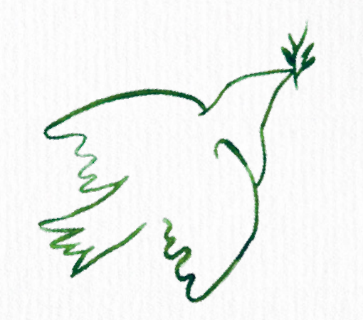 Colombe dessinée en trait vert